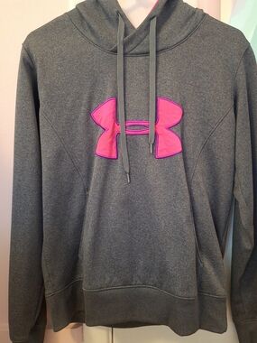 Under Armour Charcoal Gray Hoodie with Hot Pink Logo